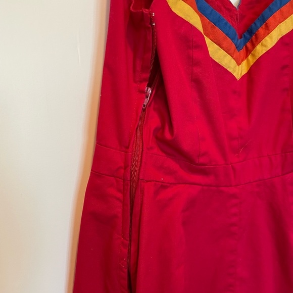 ModCloth Red Cotton Spring Dress. - Picture 5 of 11